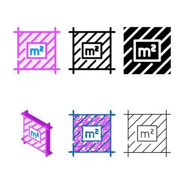 Area square mix metre label product caution color icon vector Stock Illustration