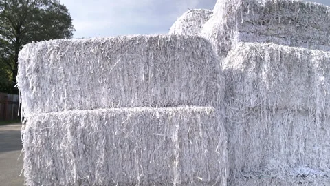 Area stores raw materials for cardboard products creation Stock Footage 296577566
