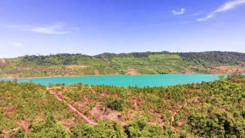 The area is surrounded by trees and plants under bright sunlight. 스톡 동영상 331038413