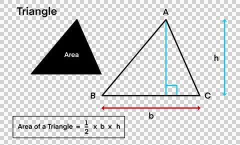 Area of a triangle using the formula, Mathematics, triangle measurement Stock Illustration