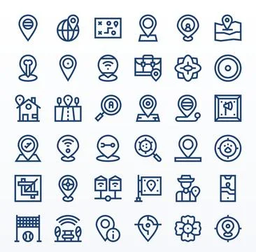 Area Vector Icon Set with 36 Bold Line 64x64 Grid Fitted Graphics Stock-Illustration