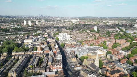Area view of Clapham, 26th July 2026 , 3pm , London Stock Footage 340478707