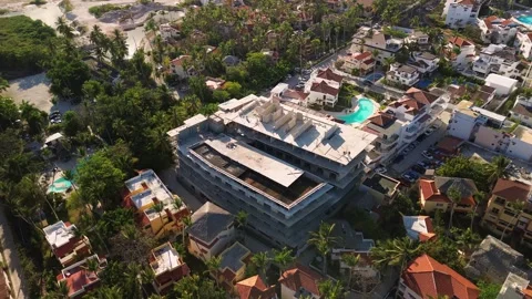 Area view of construction of multi-storey building, Lodging Area Of Los Corales Stock Footage 269092981