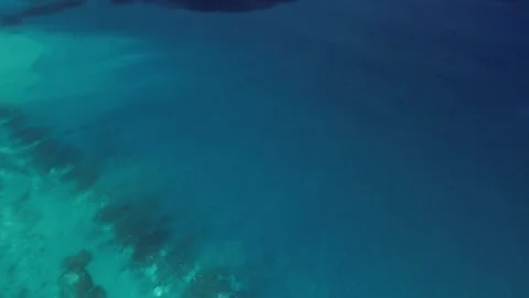 Area view of great Barrier Reef landscape aerial of gradient of blue Stock Footage 268871804