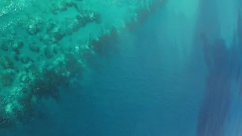 Area view of great Barrier Reef landscape aerial of gradient of blue Stock Footage 268871842
