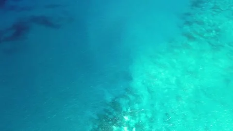 Area view of great Barrier Reef landscape aerial of gradient of blue Stock Footage 269383111