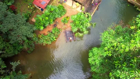 Area view of a man standing and spending time in the river. Stock Footage 233461242