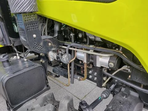 The area where the engine of a tractor is located. Details of a tractor Fotos de archivo