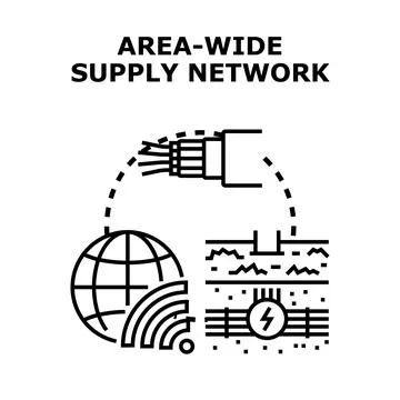Area wide supply network delivering global energy communication Stock Illustration
