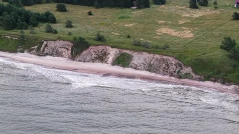 Areal drone footage of eroding Kurzeme Baltic sea shore, Latvia 2026 Stock Footage 341770262