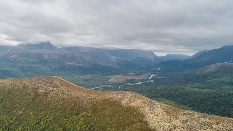 Areal drone hyperlapse, Ural mountains, Russia Video stock 96525773