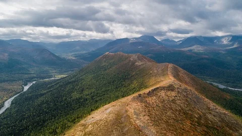Areal drone hyperlapse, Ural mountains, Russia Video stock 96526123