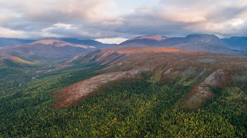 Areal drone hyperlapse, Ural mountains, Russia Stock Footage 96526229