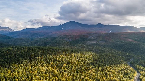 Areal drone hyperlapse, Ural mountains, Russia Stock Footage 96526278