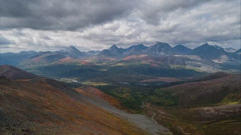 Areal drone hyperlapse, Ural mountains, Russia Stock Footage 96526319