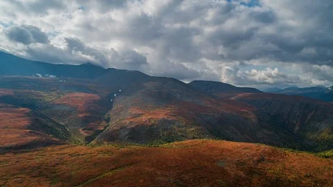 Areal drone hyperlapse, Ural mountains, Russia Stock Footage 96526392