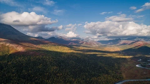 Areal drone hyperlapse, Ural mountains, Russia Stock Footage 96526425