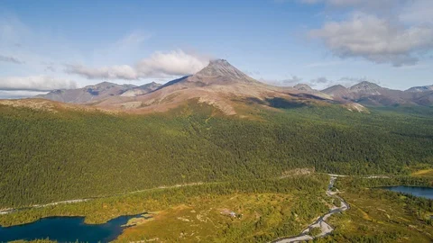 Areal drone hyperlapse, Ural mountains, Russia Stock Footage 96585928