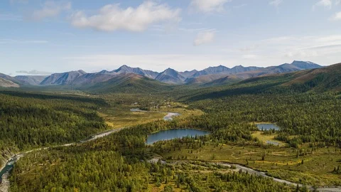 Areal drone hyperlapse, Ural mountains, Russia Stock Footage 96585931