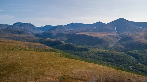Areal drone hyperlapse, Ural mountains, Russia Stock Footage 96585976