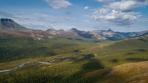 Areal drone hyperlapse, Ural mountains, Russia Stock Footage 96586000