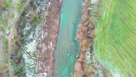Areal drone view of Arno River in Tuscany Italy from above Stock Footage 168590530