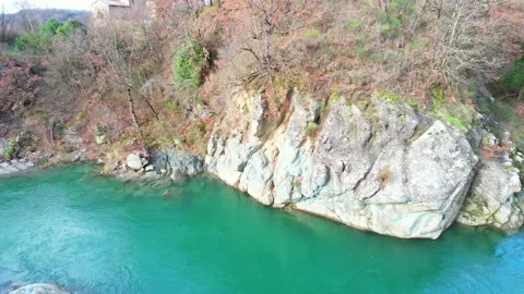 Areal drone view going up of Arno River in Tuscany Italy Stock-Footage 168590284