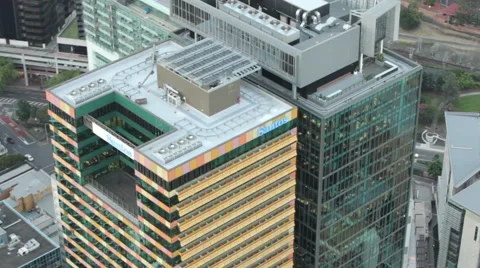 Areal shot of two generic skyscrapers Stock Footage 51792103