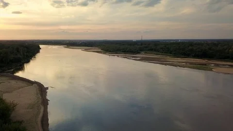 Areal shot of Vistula river Video stock 78540456