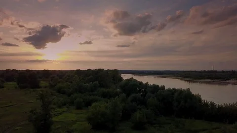 Areal shot of Vistula river Stockbeeldmateriaal 78577433