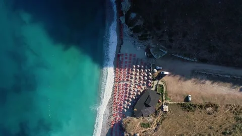 Areal Video of small Beach in the middle of two hills Stock Footage 210789861