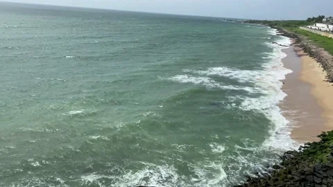 Areal view blue ocean with waves, nature background Stock Footage 167695460