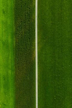 Areal view of crop fields in sunny summer day in Austria Stock Photos