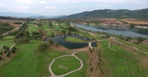 Areal view of golf course, dron footage Video stock 75453375