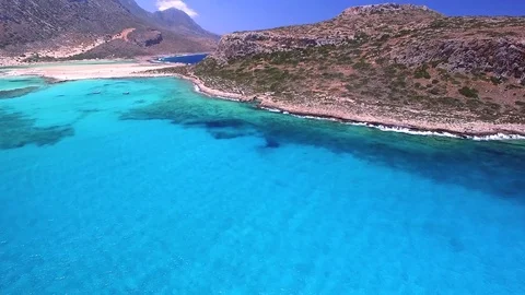 Areal view of mountain landscape with secluded beach Stock Footage 72656166