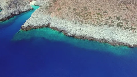 Areal view of mountain landscape with secluded beach Stock Footage 72670160