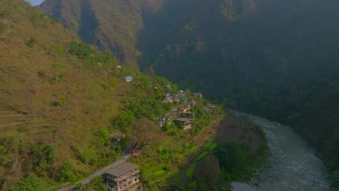 Areal view at small town uttrakhand Stock Footage 278357635