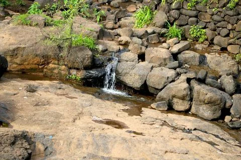 Areal view of Small waterfall Stock Photos