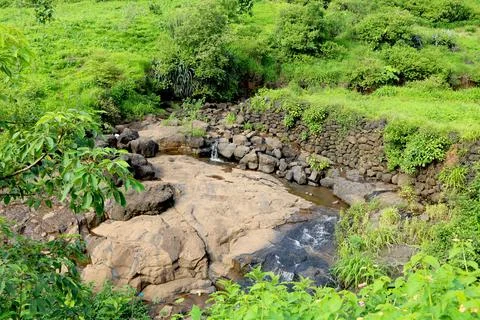 Areal view of Small waterfall Stock Photos