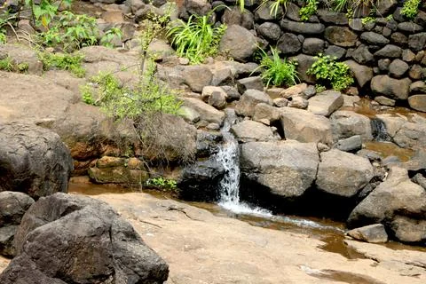 Areal view of Small waterfall Stock Photos
