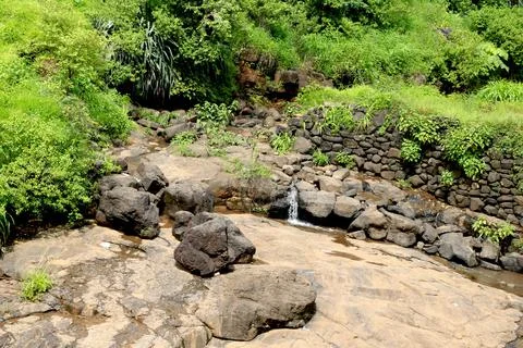 Areal view of Small waterfall Stock Photos