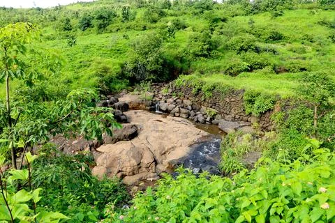 Areal view of Small waterfall Stock Photos