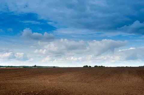 Areas of arable fields, landscape, preparation for sowing for the season Agri Stock Photos