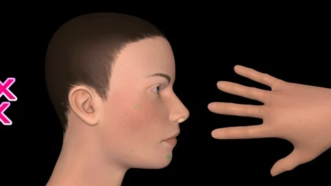 Areas on face to avoid touching . 3d animation Stock Footage 126364737