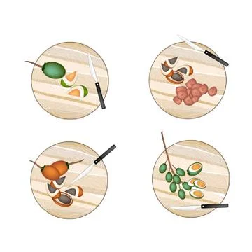 Areca Nut Fruit on A Cutting Boards Stock Illustration