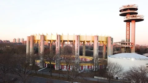 Areial drone view of NY State Pavillion Queens NY Video stock 104565940