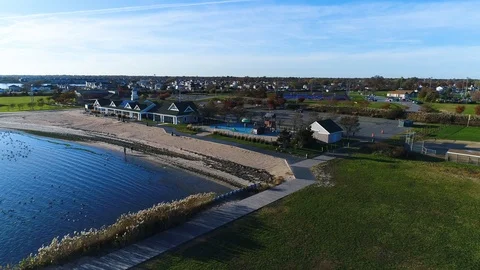 Areial drone view of Tanner Park Long Island NY Stock Footage 102792151