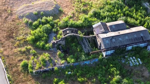 Areial view of abandoned building Stock Footage 339456314