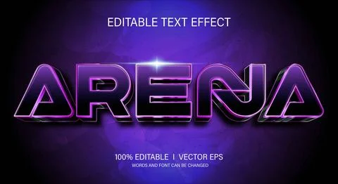 Arena 3d vector text effect with modern style design Stock Illustration