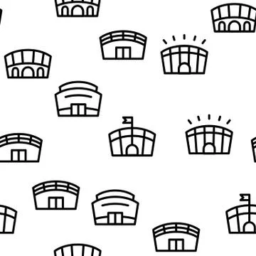 Arena Buildings Seamless Pattern Vector Illustrazione stock